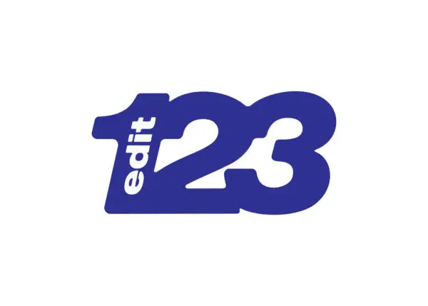 123 written in large blue letters with the word 'edit' written in white on the number one.